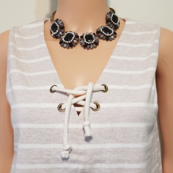 Madewell Cotton Stripe Asymmetrical Tank sz M NWT - Picture 2 of 8